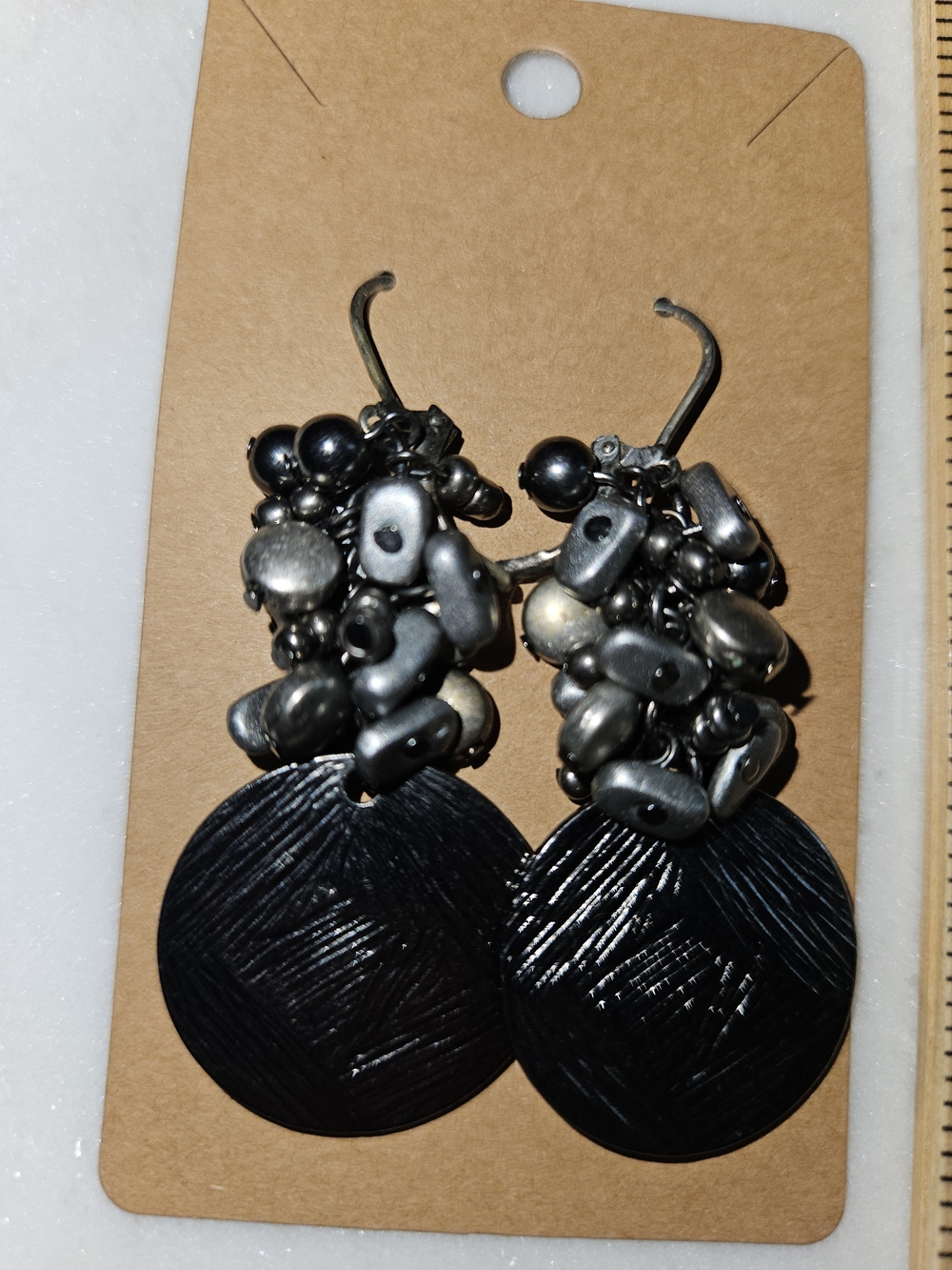 Statement Silver and Gray Dangle Earrings